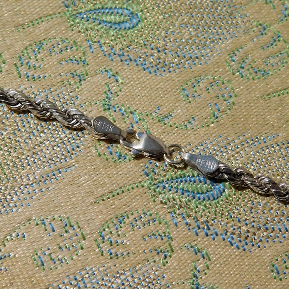 14K White Gold 3 mm Rope Chain Necklace, 25" - Picture 3 of 4